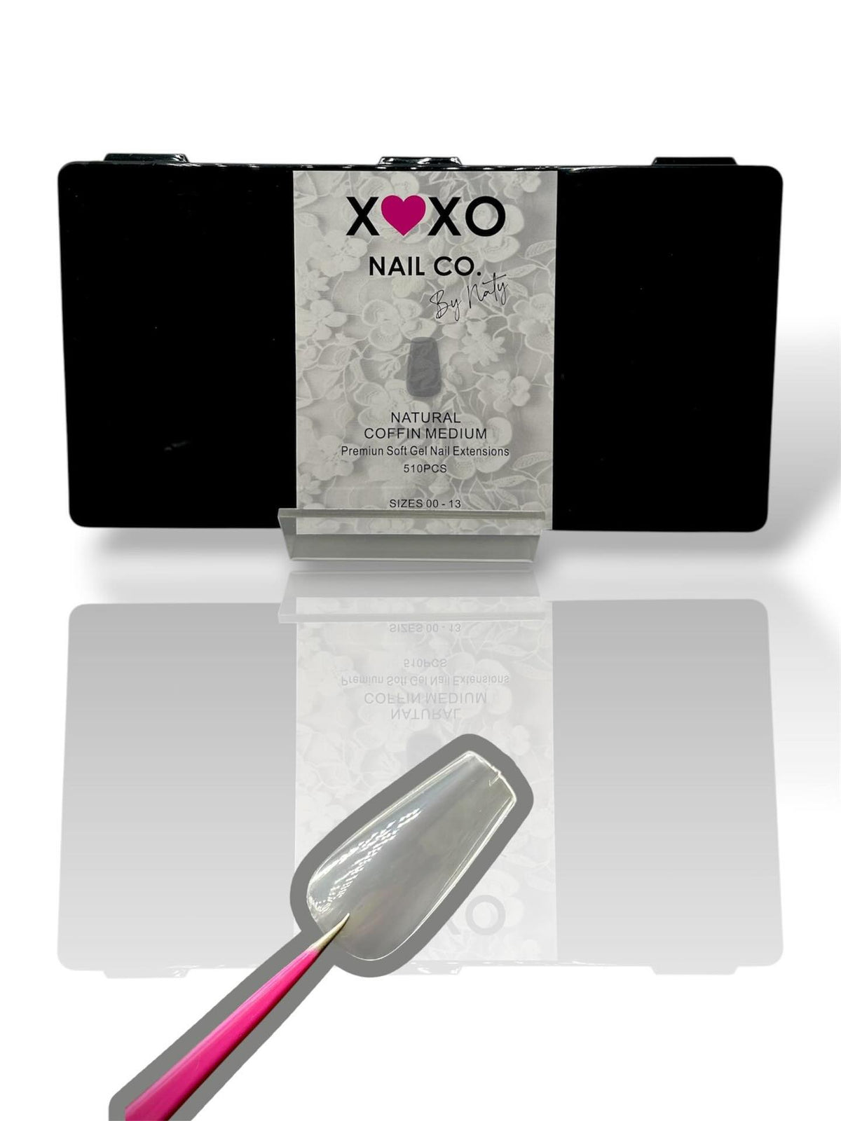 XOXO Natural Coffin Medium Soft Gel Tips