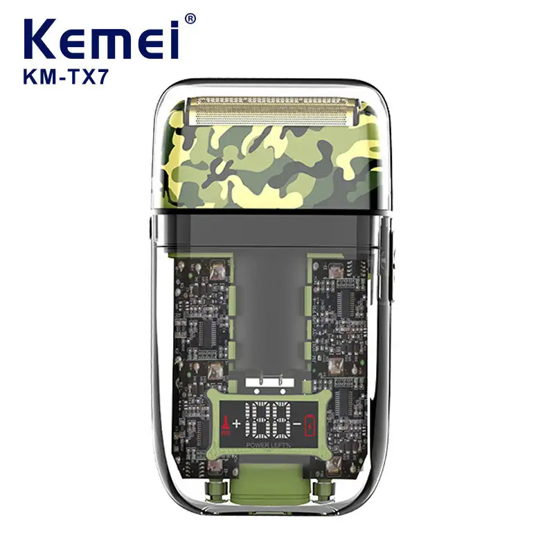 Kemei TX-7 Foil Razor Cordless Rechargeable Camo Print