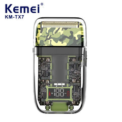 Kemei TX-7 Foil Razor Cordless Rechargeable Camo Print